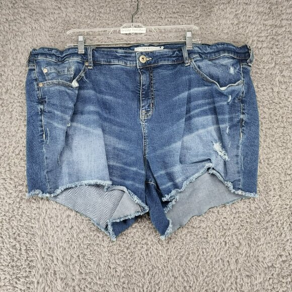 Torrid Shorts Womens 26 High Rise Cutoff Distressed Stretch Denim Faded Shaping - Picture 1 of 9